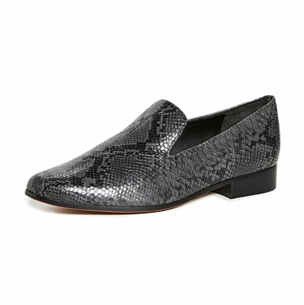 Vince Lela Snakeskin Embossed Leather Loafers